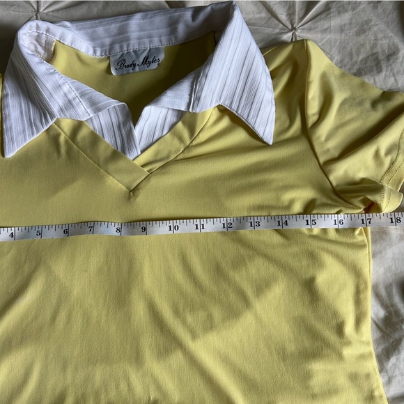Vintage Brody Myles Womens Small Yellow Sleeveless Collared Top - Picture 3 of 5